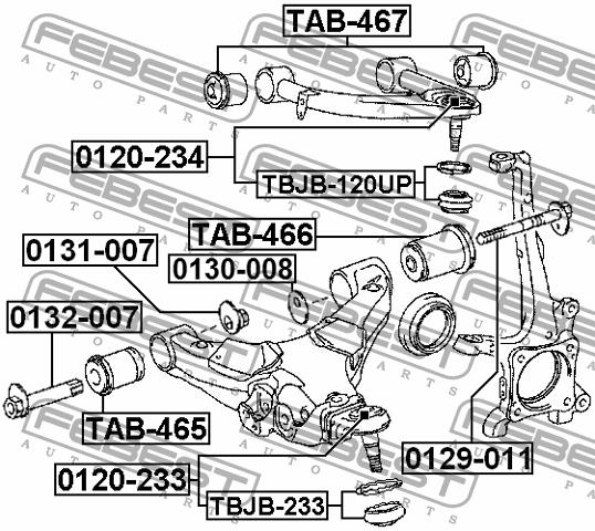 Silent block, front lower arm Febest TAB-466