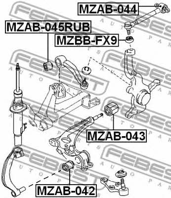 Silent block front upper arm Febest MZAB-045RUB