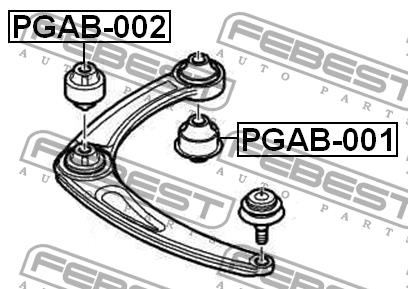 Front lower control arm front bushing Febest PGAB-002