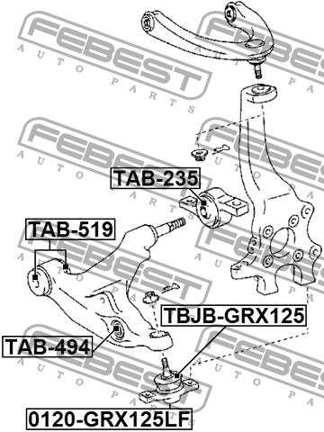 Silent block front lever kit Febest TAB-519