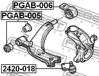 Silent block front lever kit Febest PGAB-005