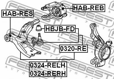 Front lower control arm front bushing Febest HAB-RES