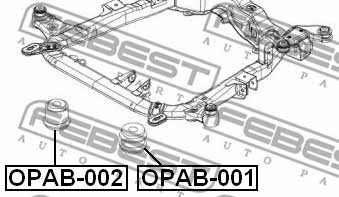 Silent block, front left subframe Febest OPAB-001