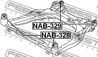 Silent block, front, subframe Febest NAB-329