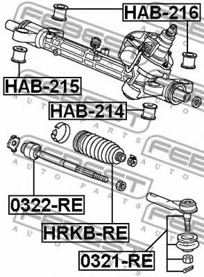 Silent block steering rack Febest HAB-214