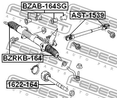 Silent block steering rack, kit Febest BZAB-164SG