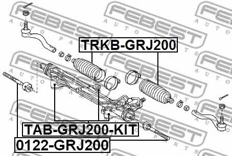 Silent block steering rack, kit Febest TAB-GRJ200-KIT