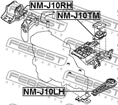 Engine mount right Febest NM-J10RH