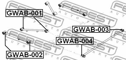 Silent block, rear axle Febest GWAB-002