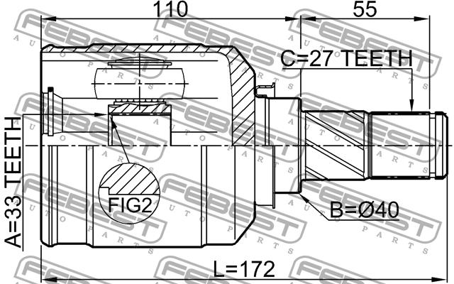 CV joint Febest 0411-GACVTLH