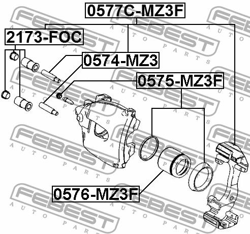 Brake caliper piston Febest 0576-MZ3F