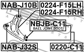 Front left lower control arm Febest 0224-F15LH