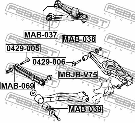 Silent block rear upper arm Febest MAB-037