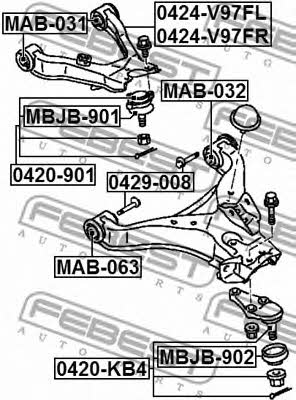 Febest Silent block, front lower arm – price 46 PLN
