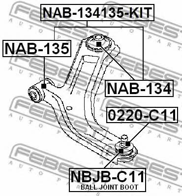 Silent block front lower arm front Febest NAB-135