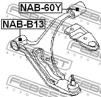 Front lower control arm front bushing Febest NAB-B13