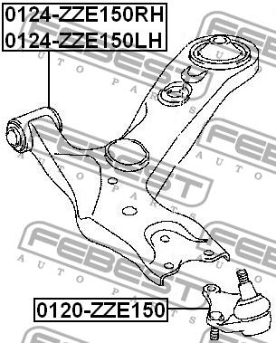 Suspension arm front lower left Febest 0124-ZZE150LH