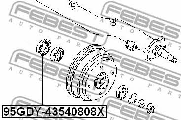 Rear wheel hub oil seal Febest 95GDY-43540808X