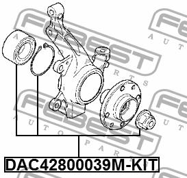 Front Wheel Bearing Kit Febest DAC42800039M-KIT