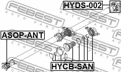 Driveshaft outboard bearing Febest HYCB-SAN