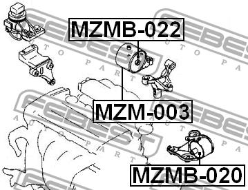 Engine mount, rear Febest MZM-003