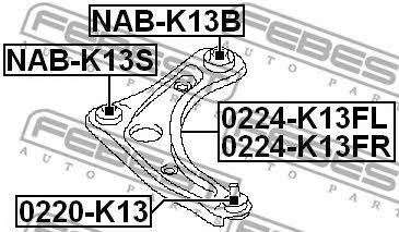Front lower control arm front bushing Febest NAB-K13S