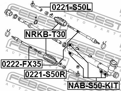 Silent block steering rack, kit Febest NAB-S50-KIT