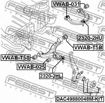 Silent block, front lower arm Febest VWAB-025