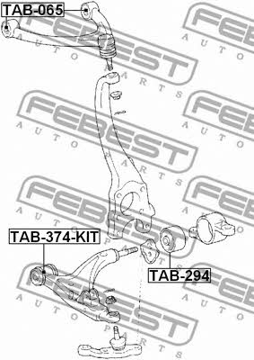Front lower control arm rear bushing Febest TAB-294