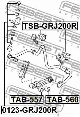 Silent block, rear axle Febest TAB-557