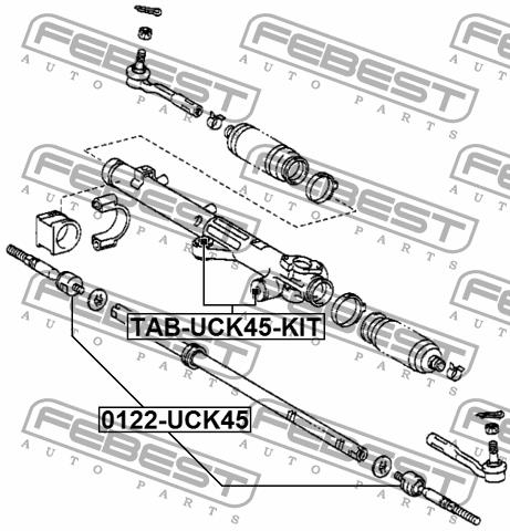 Silent block steering rack, kit Febest TAB-UCK45-KIT