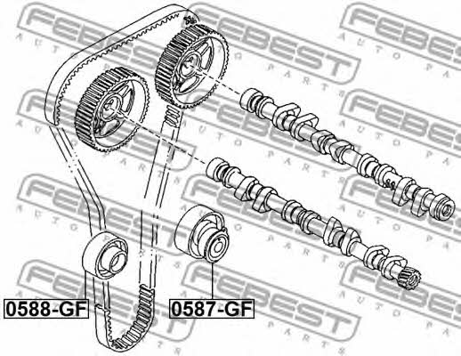Tensioner pulley, timing belt Febest 0587-GF