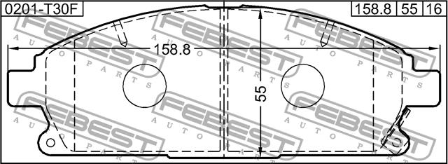 Febest 0201-T30F Brake Pad Set, disc brake 0201T30F
