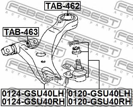 Suspension arm, front left Febest 0124-GSU40LH
