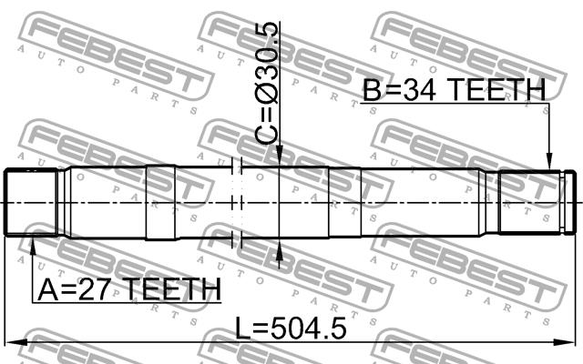 Left axle shaft Febest 1612-221