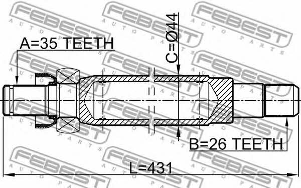 Right axle shaft Febest 2112-GEMT