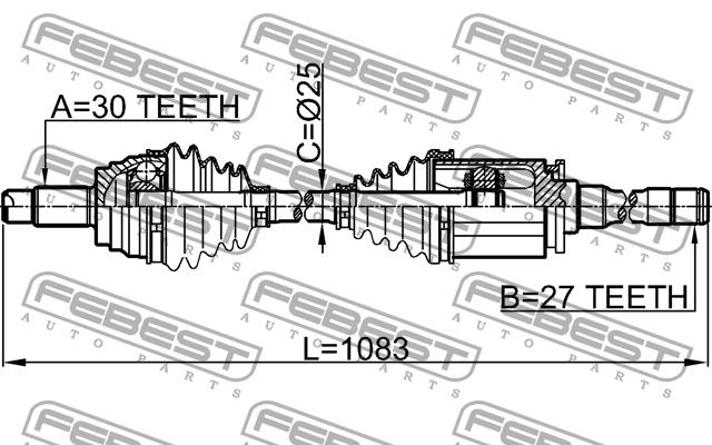 Drive shaft right Febest 1914-E70RH