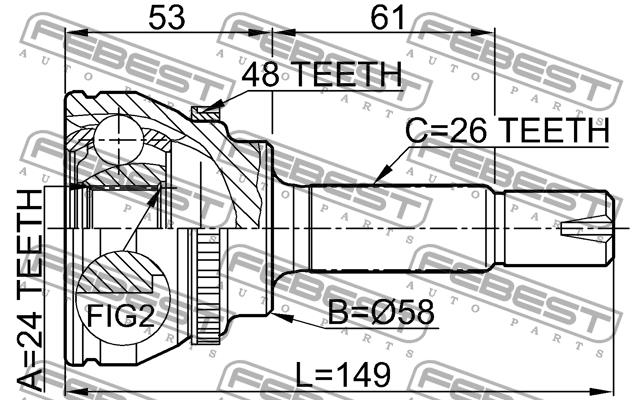 CV joint Febest 0110-055A48