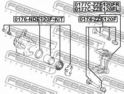 Bracket front left brake caliper Febest 0177C-ZZE120FL