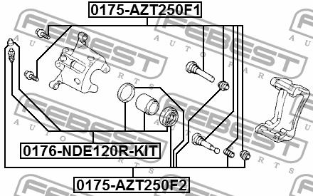 Rear brake caliper piston Febest 0176-NDE120R-KIT