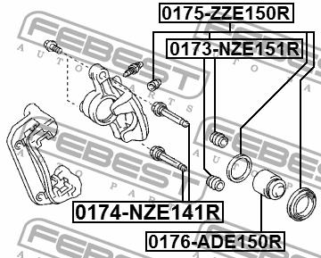Brake caliper guide boot Febest 0173-NZE151R