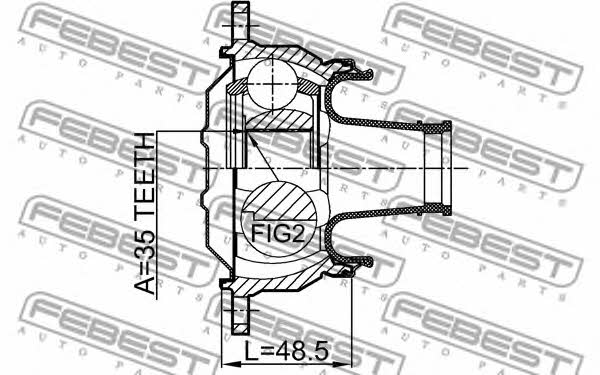 Cardan shaft joint Febest 0411-V75SHA