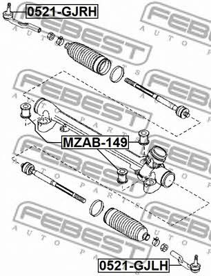 Right tie rod end Febest 0521-GJRH