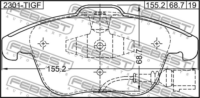 Febest 2301-TIGF Brake Pad Set, disc brake 2301TIGF
