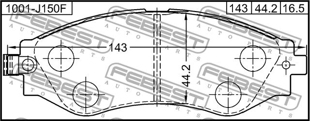 Febest 1001-J150F Brake Pad Set, disc brake 1001J150F
