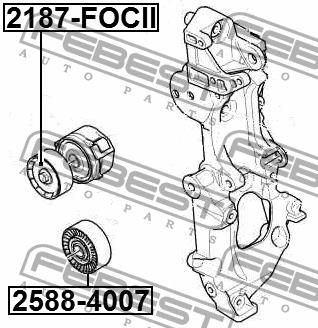 V-ribbed belt tensioner (drive) roller Febest 2588-4007