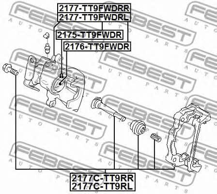 Rear left caliper bracket Febest 2177C-TT9RL