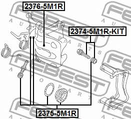 Caliper slide pin Febest 2374-5M1R-KIT