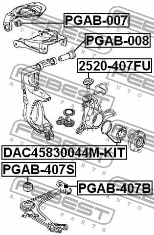 Front lower control arm rear bushing Febest PGAB-407B