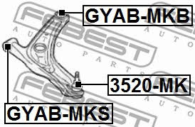 Front lower control arm rear bushing Febest GYAB-MKB